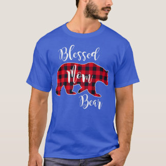Blessed Mom Bear Buffalo Check Plaid Pattern Mama Tシャツ