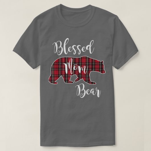 Blessed Mom Bear Buffalo Check Plaid Pattern Mama  Tシャツ (デザイン正面)