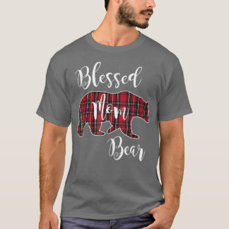 Blessed Mom Bear Buffalo Check Plaid Pattern Mama Tシャツ