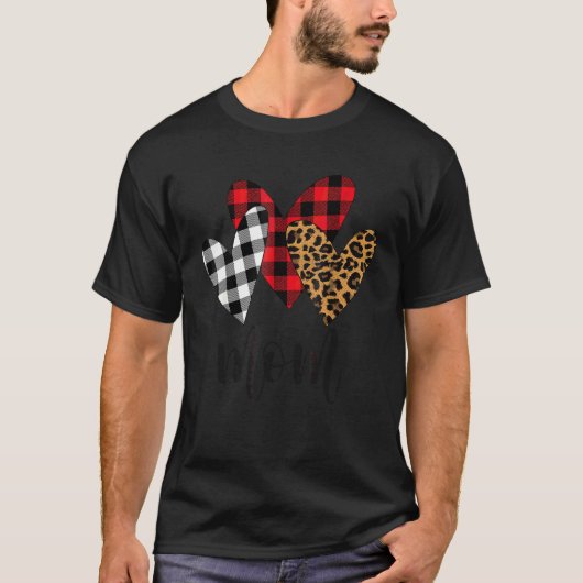 Blessed Mom Leopard Mom Buffalo Plaid Mom Tシャツ (正面)