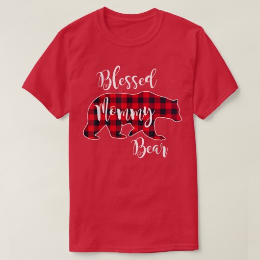 Blessed Mommy Bear Buffalo Check Plaid Pattern Mam Tシャツ (デザイン正面)