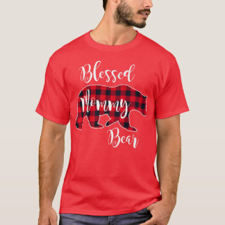 Blessed Mommy Bear Buffalo Check Plaid Pattern Mam Tシャツ