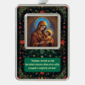 Blessed Mother and Baby Jesus Golden Halo Light  シルバープレートフレームオーナメント (正面)