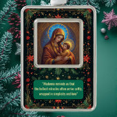 Blessed Mother and Baby Jesus Golden Halo Light  シルバープレートフレームオーナメント