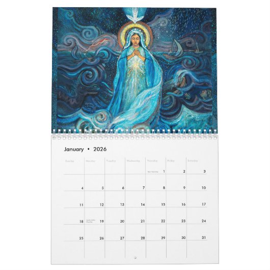 Blessed Mother Mary Calendar of Catholic images カレンダー (1月 2026)