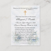 Blessed Mother Mary  Catholic Funeral Memorial  名刺 (裏面)