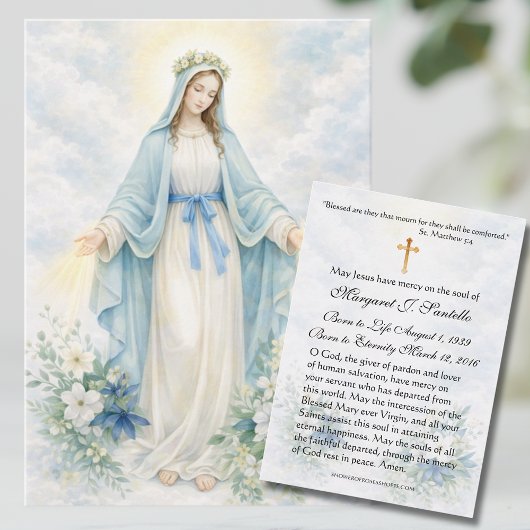 Blessed Mother Mary  Catholic Funeral Memorial  名刺