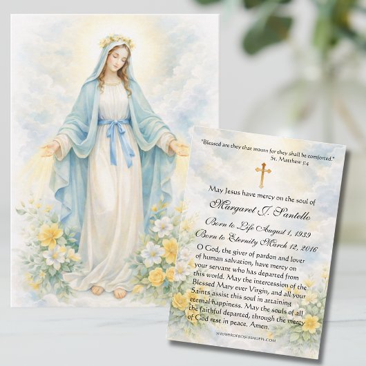 Blessed Mother Mary  Catholic Funeral Memorial  名刺