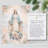 Blessed Mother Mary  Catholic Funeral Memorial  名刺