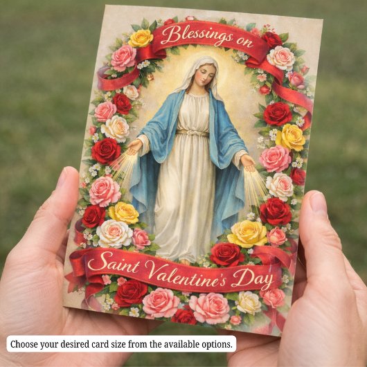 Blessed Mother Mary Valentines Prayer Roses 名刺