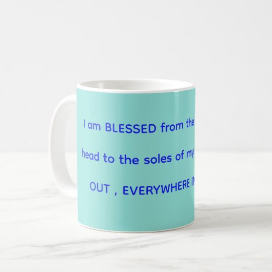 Blessed mug in mint & blue コーヒーマグカップ (正面左)