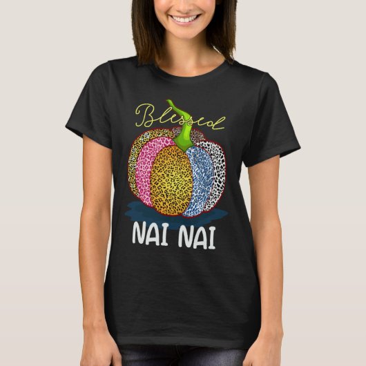 Blessed Nai Nai Pumpkin Leopard Grandma Thanksgivi Tシャツ (正面)