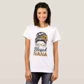 Blessed Nana Messy Bun Sunglasses Sunflowers Grand Tシャツ (正面フル)