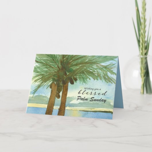 Blessed Palm Sunday Tropical Tree Hosanna カード (正面)