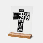 Blessed Papa Cross Christian Vintage Typography De アクリルサイン (傾斜)