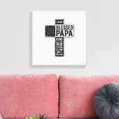 Blessed Papa Cross Christian Vintage Typography De キャンバスプリント (インサイチュ (リビング))