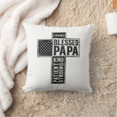 Blessed Papa Cross Christian Vintage Typography De クッション (ブランケット)