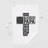 Blessed Papa Cross Christian Vintage Typography De ゴルフタオル (インサイチュ)