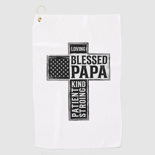 Blessed Papa Cross Christian Vintage Typography De ゴルフタオル (正面)
