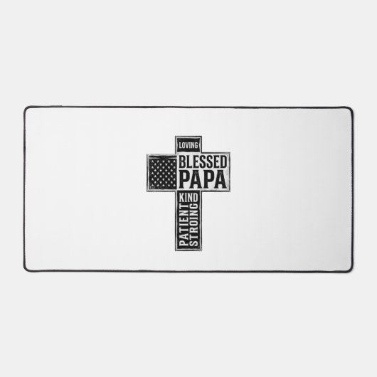 Blessed Papa Cross Christian Vintage Typography De デスクマット (正面)