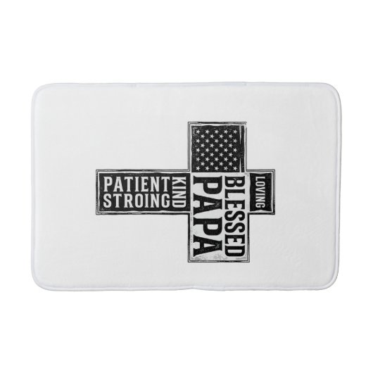 Blessed Papa Cross Christian Vintage Typography De バスマット (正面)