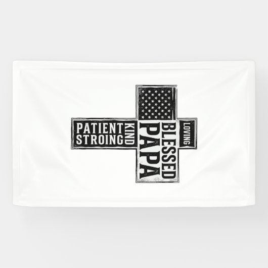 Blessed Papa Cross Christian Vintage Typography De 横断幕 (横)