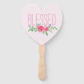 Blessed Pink Watercolor Floral ハンドファン (裏面)