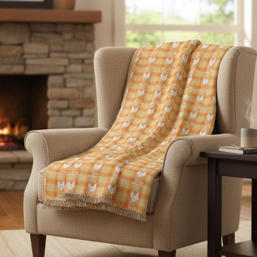 Blessed Rustic Chicken Pattern Blanket フリースブランケット
