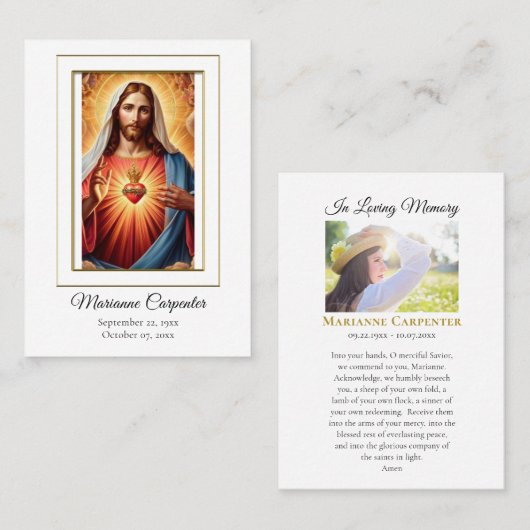 Blessed Sacred Heart Jesus Memorial Prayer Card    プレイスカード (正面/裏面)