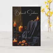 Blessed Samhain Halloween Pumpkin Candles カード (黄色い花)