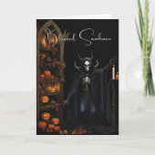 Blessed Samhain Halloween Skeleton Pumpkins カード (正面)