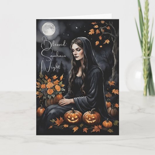 Blessed Samhain Night Halloween Fall Witch カード (正面)