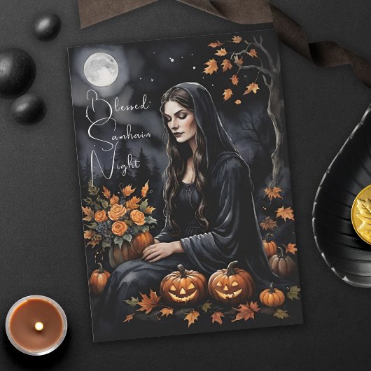 Blessed Samhain Night Halloween Fall Witch カード