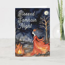 Blessed Samhain Night Halloween Fire Queen カード