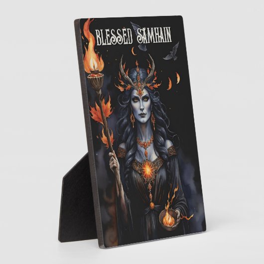 Blessed Samhain Night Pagan Hecate Goddess フォトプラーク (側面)