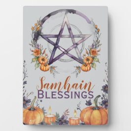 Blessed Samhain Pentacle & Fall Pumpkins Altar フォトプラーク