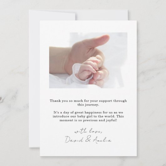 Blessed Script Flat Baby Birth Announcement Card 案内状 (裏面)