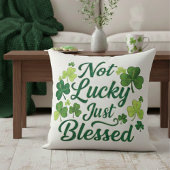 Blessed Shamrock Not Lucky Green Plaid クッション