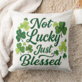 Blessed Shamrock Not Lucky Green Plaid クッション (ブランケット)