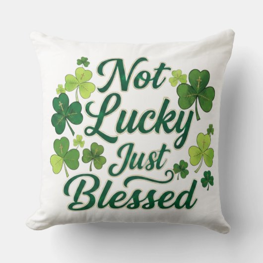 Blessed Shamrock Not Lucky Green Plaid クッション (正面)