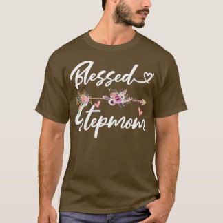 Blessed Stepmom Funny Greatful Flower Family Gran Tシャツ