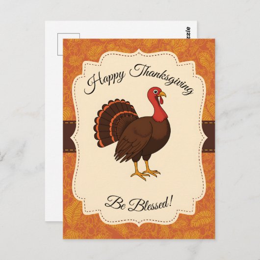 Blessed Thanksgiving Turkey ポストカード (正面/裏面)