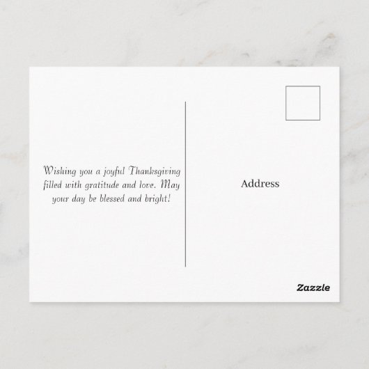 Blessed Thanksgiving Turkey ポストカード (裏面)