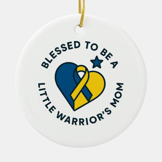 Blessed to be a Little Warrior's Mom Personalized セラミックオーナメント (正面)