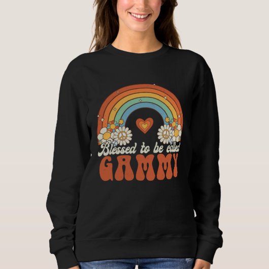 Blessed To Be Called Gammy Groovy Rainbow Mothers  スウェットシャツ (正面)