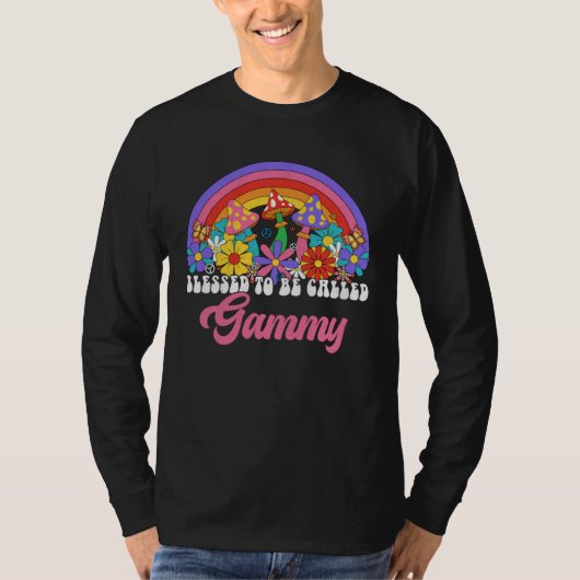 Blessed To Be Called Gammy Rainbow Groovy Hippie F Tシャツ (正面)