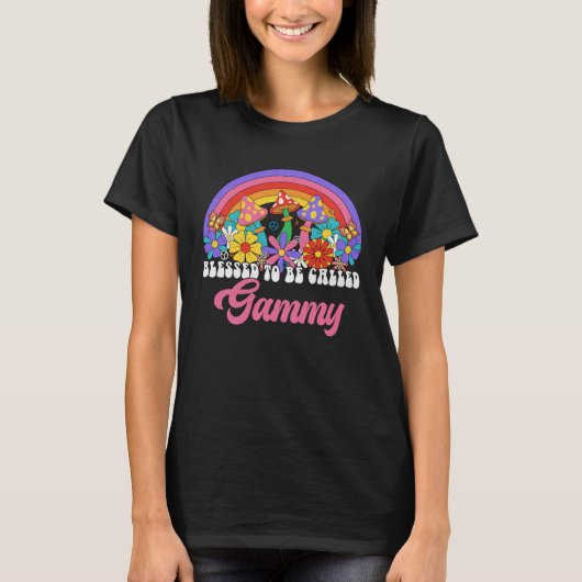 Blessed To Be Called Gammy Rainbow Groovy Hippie F Tシャツ (正面)