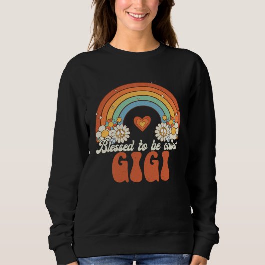 Blessed To Be Called Gigi Groovy Rainbow Mother s スウェットシャツ (正面)