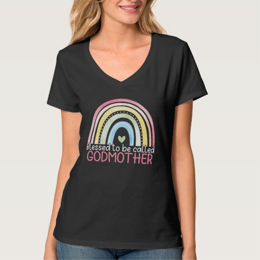 Blessed To Be Called Godmother Rainbow Happy Mothe Tシャツ (正面)