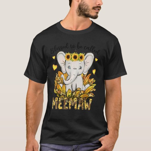 Blessed To Be Called Meemaw Sunflower Elephant Mot Tシャツ (正面)